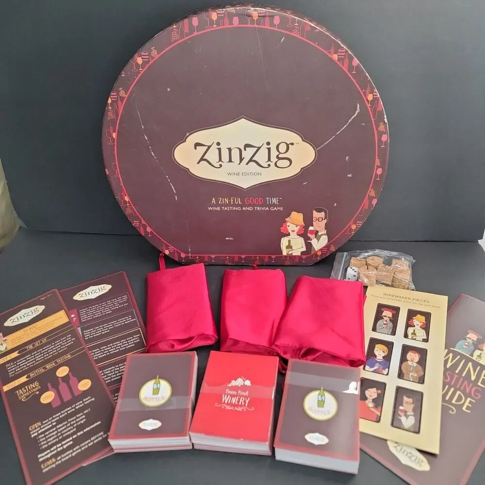 ZinZig Wine Edition Board Game Tasting Trivia True Fabrications Open Box